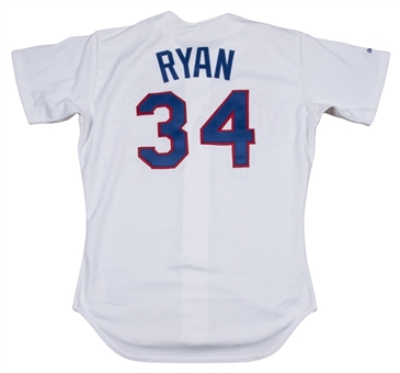 1991 Nolan Ryan Game Used & Signed Texas Rangers Home Jersey (Jamal Lewis LOA & PSA/DNA)